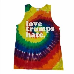 Love Trumps Hate tie dye tank top size M
